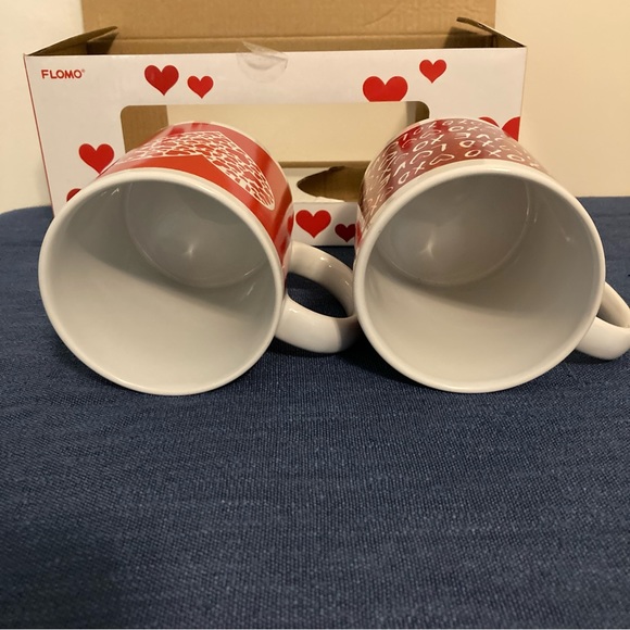 FLOMO Valentines Day Mug Set of Two Red with White Heart and Love Design - Picture 6 of 12